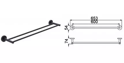 Полотенцедержатель двойной «Timo» Saona 13056/03 на стену чёрный