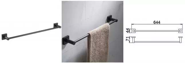 Полотенцедержатель «Timo» Selene 12053/03 на стену чёрный