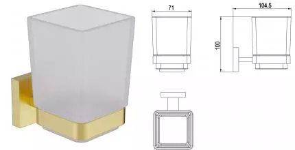 Стакан для зубных щёток «Timo» Selene 17033/17 на стену матовое золото Стакан для зубных щёток «Timo» Selene 17033/17 на стену матовое золото