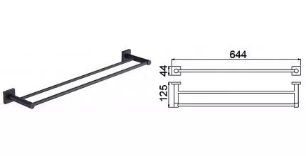 Полотенцедержатель двойной «Timo» Selene 12056/03 на стену чёрный