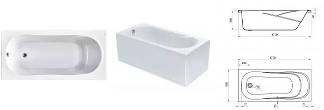 Ванна акриловая «Santek» Касабланка XL 170/80 без опор без сифона белая