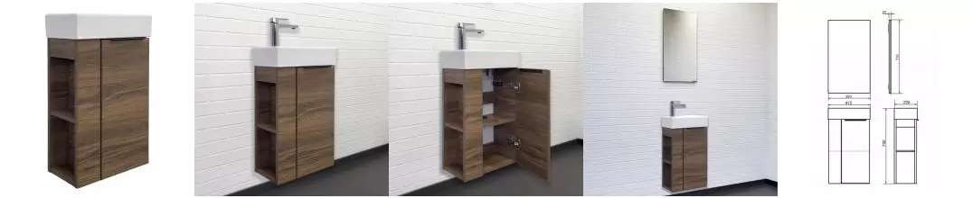 Тумба с раковиной «Comforty» Матэ 40 (Crea 40) подвесная дуб тёмно-коричневый правая