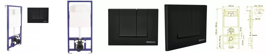 Инсталляция для унитаза с кнопкой «Berges Wasserhaus» Novum кнопка S5 Soft Touch черная Инсталляция для унитаза с кнопкой «Berges Wasserhaus» Novum кнопка S5 Soft Touch черная