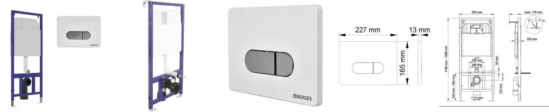 Инсталляция для унитаза с кнопкой «Berges Wasserhaus» Novum кнопка D7 белая/хром