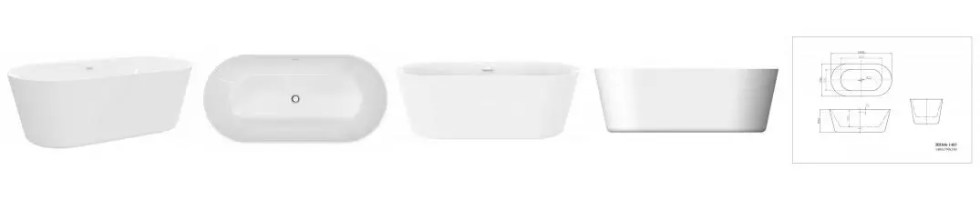 Ванна акриловая «Belbagno» BB306 148/79 с ножками без сифона белая Ванна акриловая «Belbagno» BB306 148/79 с ножками без сифона белая