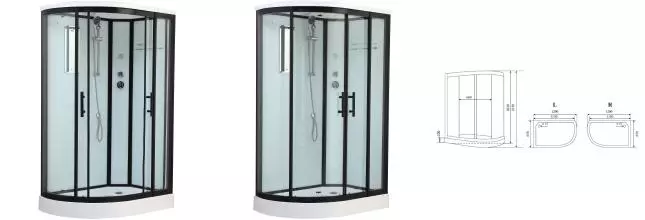 Душевая кабина «Timo» Standart T-6602 120/85 низкий поддон прозрачная/белая с чёрным профилем с электрикой правая Душевая кабина «Timo» Standart T-6602 120/85 низкий поддон прозрачная/белая с чёрным профилем с электрикой правая