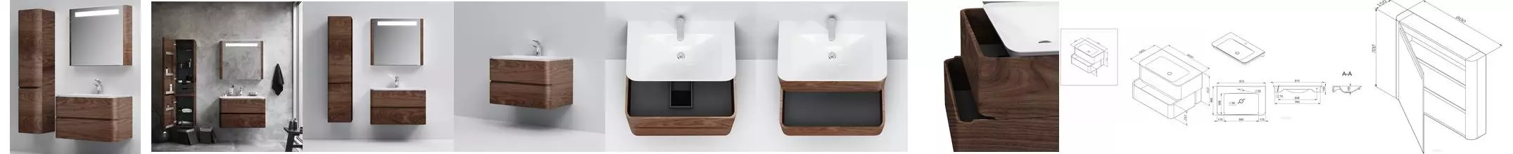 Мебель для ванной подвесная «Am.Pm» Sensation 80 орех