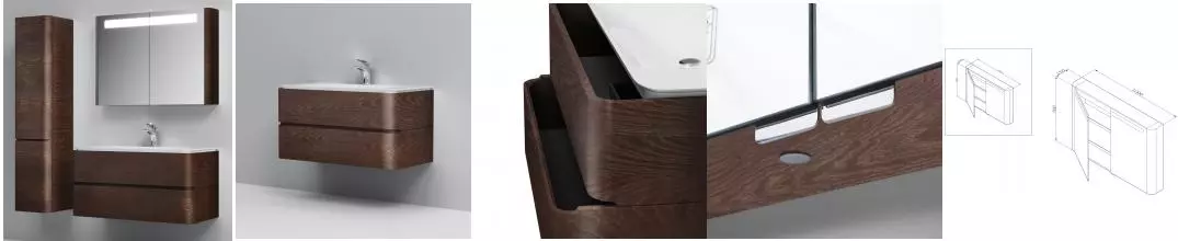 Мебель для ванной подвесная «Am.Pm» Sensation 100 табачный дуб