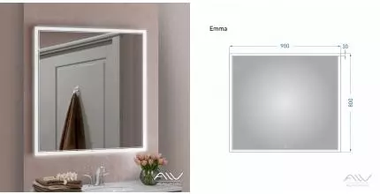 Зеркало «Alavann» Emma 90 с сенсорным выключателем с подсветкой Зеркало «Alavann» Emma 90 с сенсорным выключателем с подсветкой