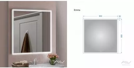 Зеркало «Alavann» Emma 80 с сенсорным выключателем с подсветкой Зеркало «Alavann» Emma 80 с сенсорным выключателем с подсветкой