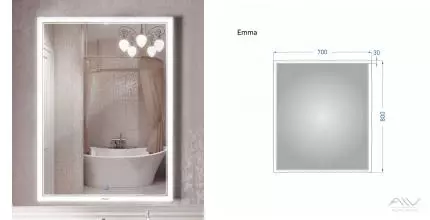 Зеркало «Alavann» Emma 70 с сенсорным выключателем с подсветкой Зеркало «Alavann» Emma 70 с сенсорным выключателем с подсветкой