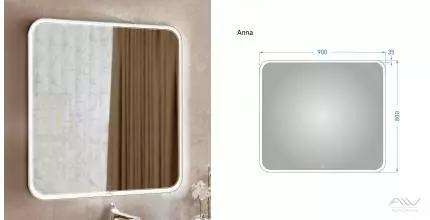 Зеркало «Alavann» Anna 90 с сенсорным выключателем с подсветкой