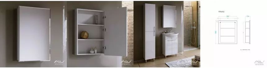 Зеркальный шкаф «Alavann» Vittoria 55 без света белый правый Зеркальный шкаф «Alavann» Vittoria 55 без света белый правый