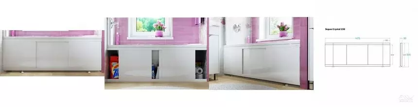 Экран под ванну «Alavann» Crystal 150 белый Экран под ванну «Alavann» Crystal 150 белый