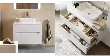 Мебель для ванной подвесная «Alavann» Stella 80 столешница МДФ белая