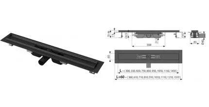 Душевой лоток «AlcaPlast» APZ101 750 Low боковой выпуск чёрный без решетки Душевой лоток «AlcaPlast» APZ101 750 Low боковой выпуск чёрный без решетки