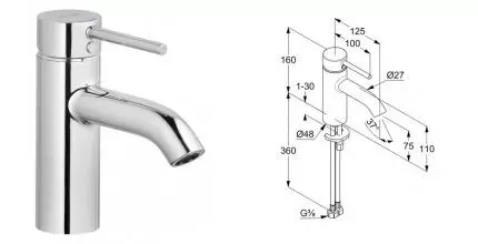 Смеситель для раковины «Kludi» Bozz 382720576 хром