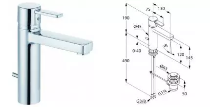 Смеситель для раковины «Kludi» Zenta XXL 382640575 с донным клапаном хром Смеситель для раковины «Kludi» Zenta XXL 382640575 с донным клапаном хром
