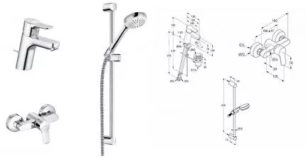 Комплект смесителей «Kludi» Pure&Easy 378450565 с донным клапаном хром Комплект смесителей «Kludi» Pure&Easy 378450565 с донным клапаном хром