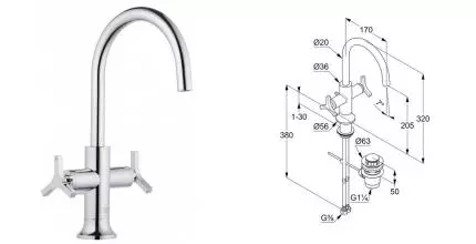 Смеситель для раковины «Kludi» Nova Fonte 201180539 Deco с донным клапаном хром Смеситель для раковины «Kludi» Nova Fonte 201180539 Deco с донным клапаном хром