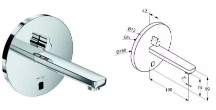 Смеситель для раковины «Kludi» Zenta 3850105 сенсорный хром