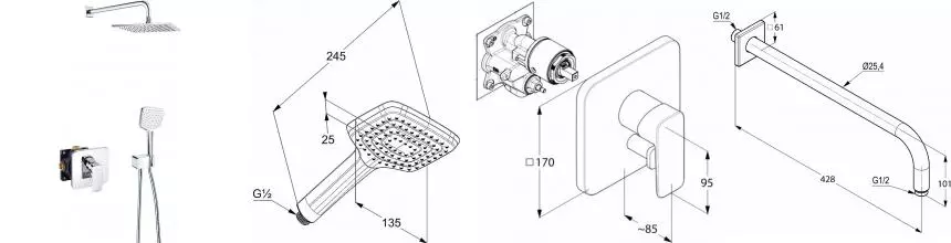 Душевая система «Kludi» Pure&Style 406300575 хром Душевая система «Kludi» Pure&Style 406300575 хром