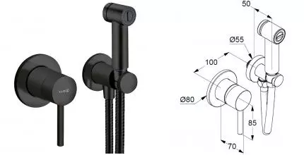 KLUDI BOZZ гигиен.набор - комплект, чёрный мат. · Bozz, Kludi, 389983976