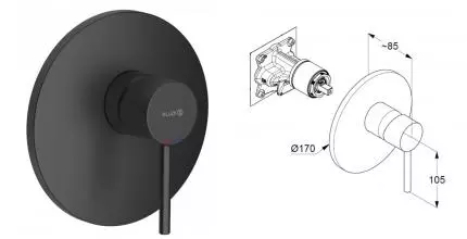 Смеситель для душа «Kludi» Bozz 386553976 чёный матовый