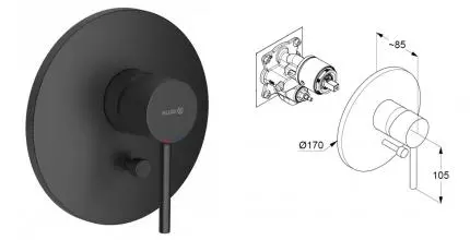 Смеситель для душа «Kludi» Bozz 386503976 чёный матовый Смеситель для душа «Kludi» Bozz 386503976 чёный матовый