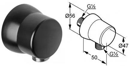 Подключение для душевого шланга «Kludi» Sirena 6306039-00 чёрное матовое