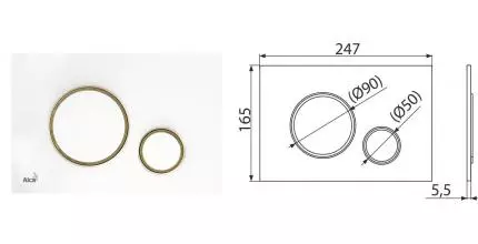 Кнопка смыва «AlcaPlast» M775 белая/золото Кнопка смыва «AlcaPlast» M775 белая/золото
