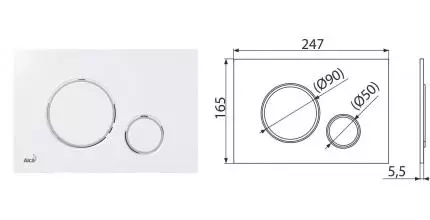 Кнопка смыва «AlcaPlast» M770 пластик белая/хром Кнопка смыва «AlcaPlast» M770 пластик белая/хром
