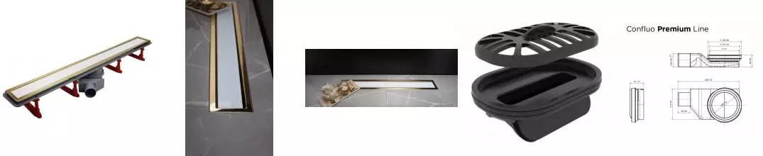 Душевой лоток «Pestan» Confluo Premium Line 950 13100126 боковой выпуск White Glass/Gold 