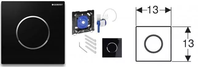 Кнопка смыва пневматическая «Geberit» Sigma 10 116.015.KM.1 черная/хром