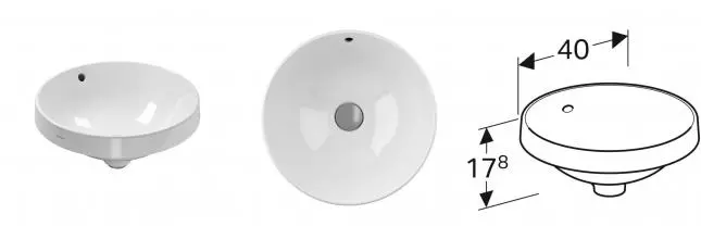 Раковина «Geberit» Variform 40/40 500.700.01.2 фарфоровая белая