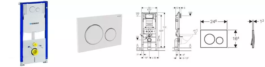 Инсталляция для унитаза с кнопкой «Geberit» Duofix 111.301.KJ.5/Sigma 12 белая Инсталляция для унитаза с кнопкой «Geberit» Duofix 111.301.KJ.5/Sigma 12 белая