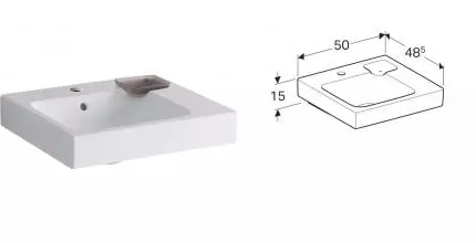 Раковина «Geberit» Icon 50/48 124050000 фарфоровая белая левая Раковина «Geberit» Icon 50/48 124050000 фарфоровая белая левая