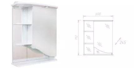 Зеркальный шкаф «Onika» Виола 60.01 с подсветкой белый правый