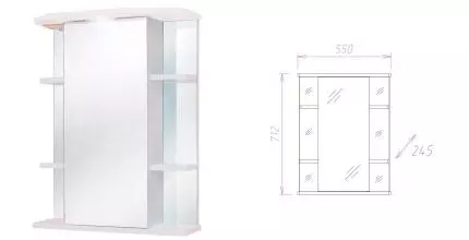 Зеркальный шкаф «Onika» Глория 55.01 с подсветкой белый левый
