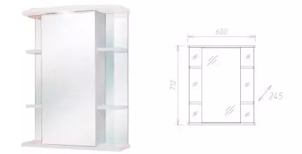 Зеркальный шкаф «Onika» Глория 60.01 с подсветкой белый левый
