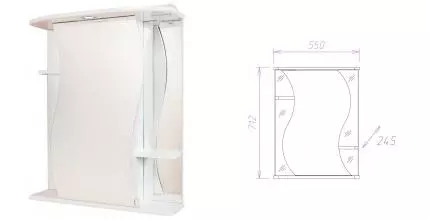Зеркальный шкаф «Onika» Лилия 55.01 с подсветкой белый левый
