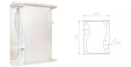 Зеркальный шкаф «Onika» Лилия 55.01 с подсветкой белый правый