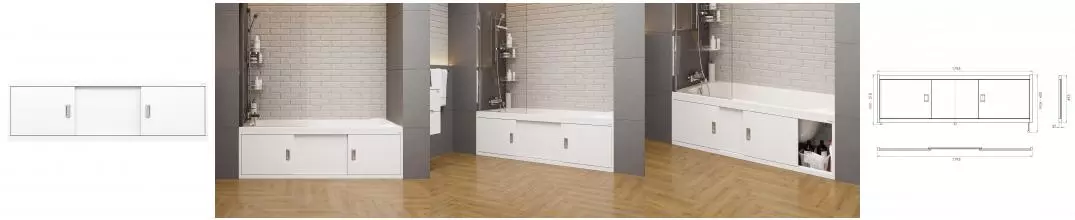 Экран под ванну «Onika» Монако 180 белый Экран под ванну «Onika» Монако 180 белый