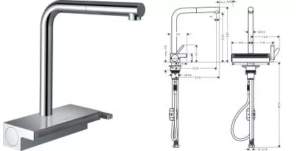 Смеситель для кухонной мойки «Hansgrohe» Aquno Select M81 73836000 с выдвижным изливом хром