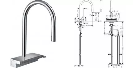 Смеситель для кухонной мойки «Hansgrohe» Aquno Select M81 73831000 с выдвижным изливом хром