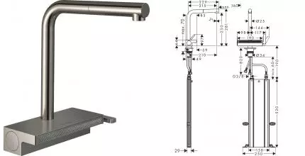 Смеситель для кухонной мойки «Hansgrohe» Aquno Select M81 73830800 с выдвижным изливом сталь Смеситель для кухонной мойки «Hansgrohe» Aquno Select M81 73830800 с выдвижным изливом сталь