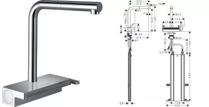 Смеситель для кухонной мойки «Hansgrohe» Aquno Select M81 73830000 с выдвижным изливом хром