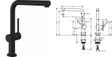 Смеситель для кухонной мойки «Hansgrohe» Talis M54 72840670 чёрный матовый