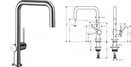 Смеситель для кухонной мойки «Hansgrohe» Talis M54 72806000 хром