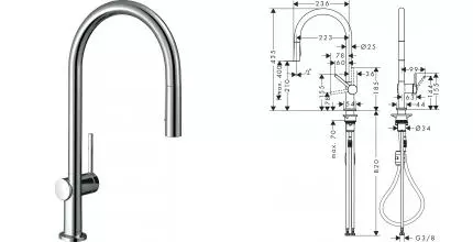 Смеситель для кухонной мойки «Hansgrohe» Talis M54 72800000 с выдвижным изливом хром Смеситель для кухонной мойки «Hansgrohe» Talis M54 72800000 с выдвижным изливом хром